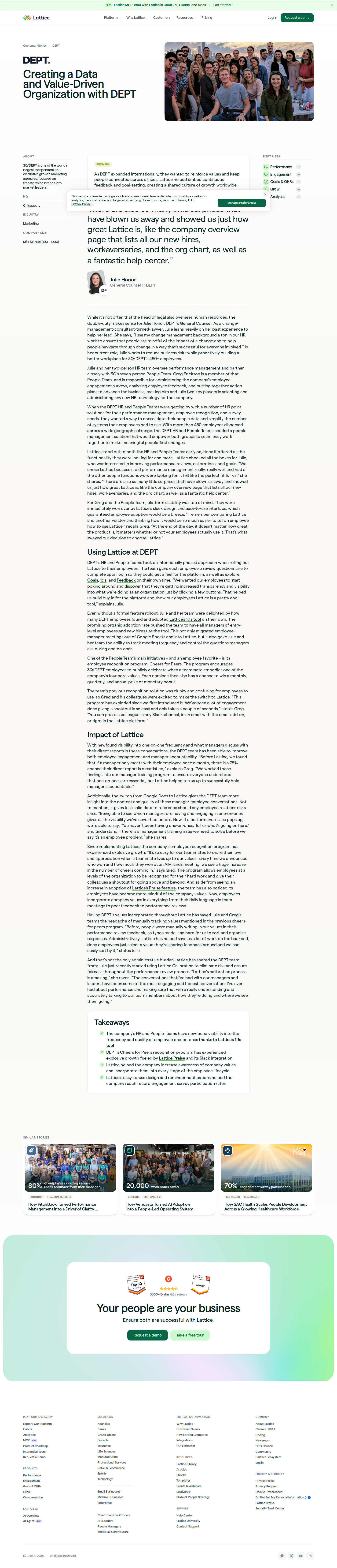 Screenshot of Lattice x DEPT, building a data-driven people culture across global offices