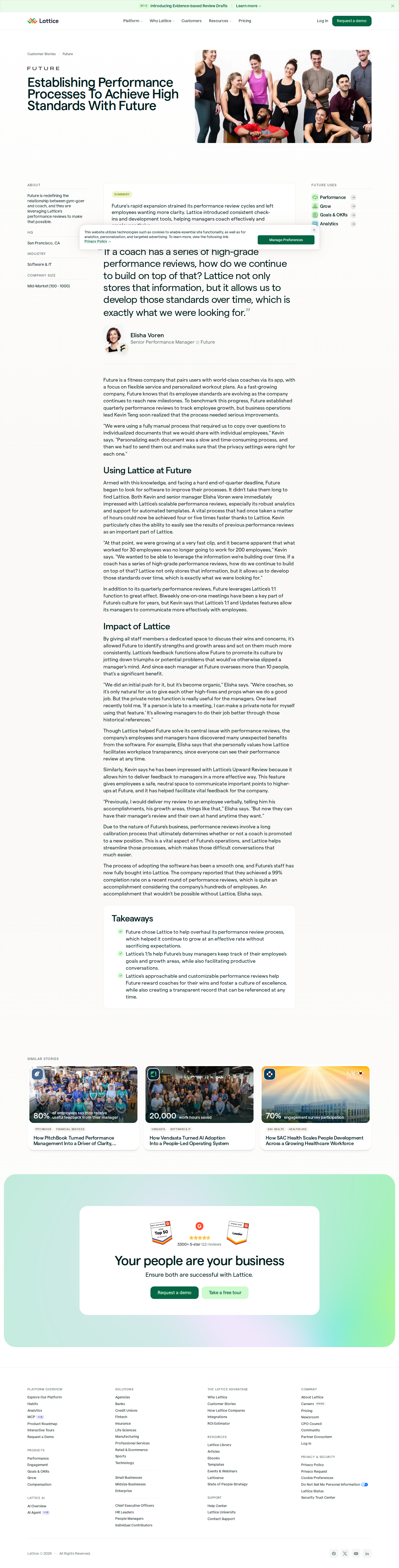 Screenshot of Lattice x Future, scaling performance reviews from 30 to 200 employees