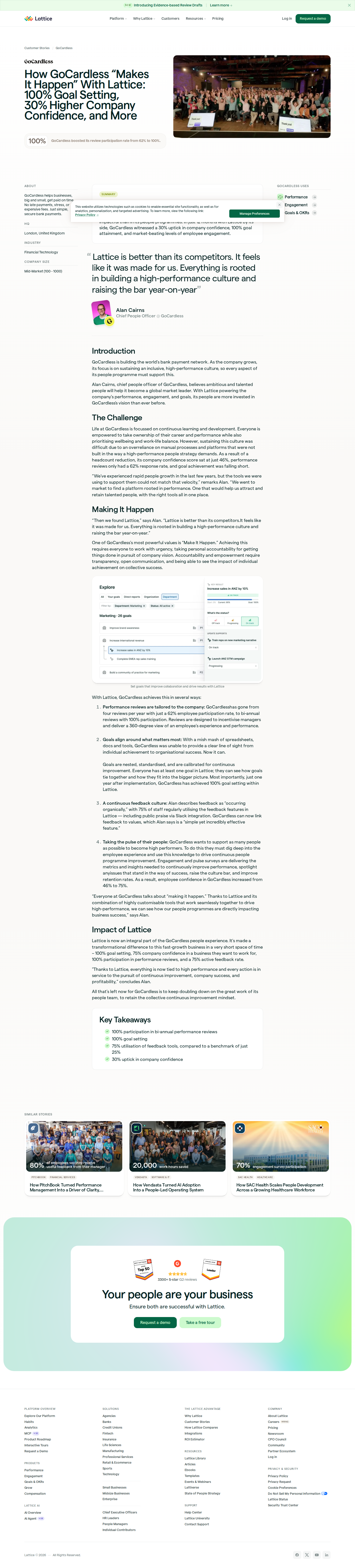 Screenshot of Lattice x GoCardless, from 46% confidence to a high-performance people engine