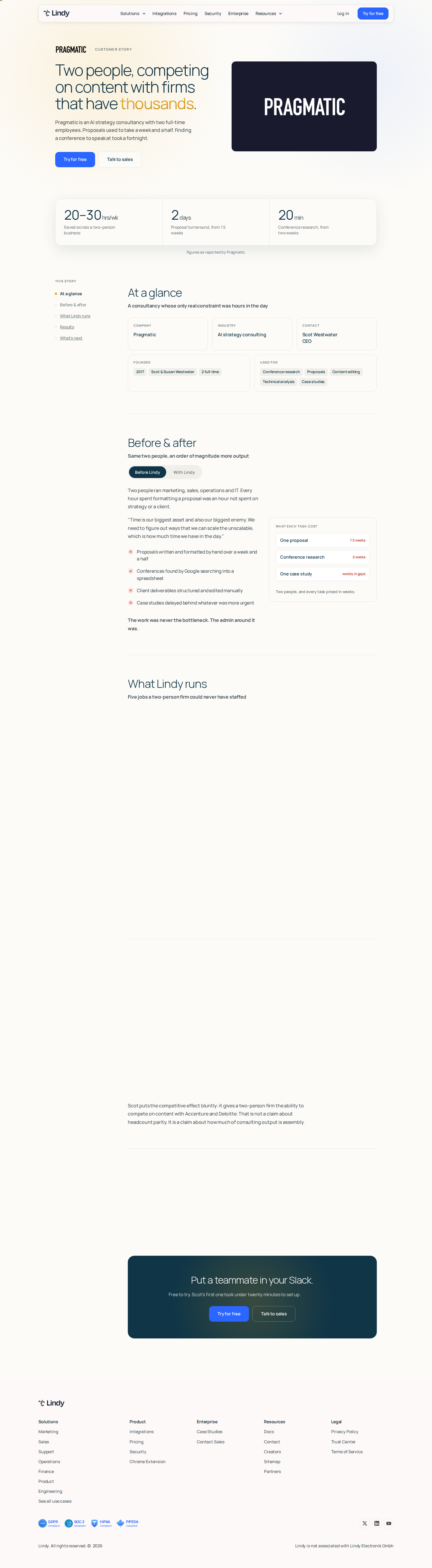Screenshot of Lindy x Pragmatic, two people competing with Accenture