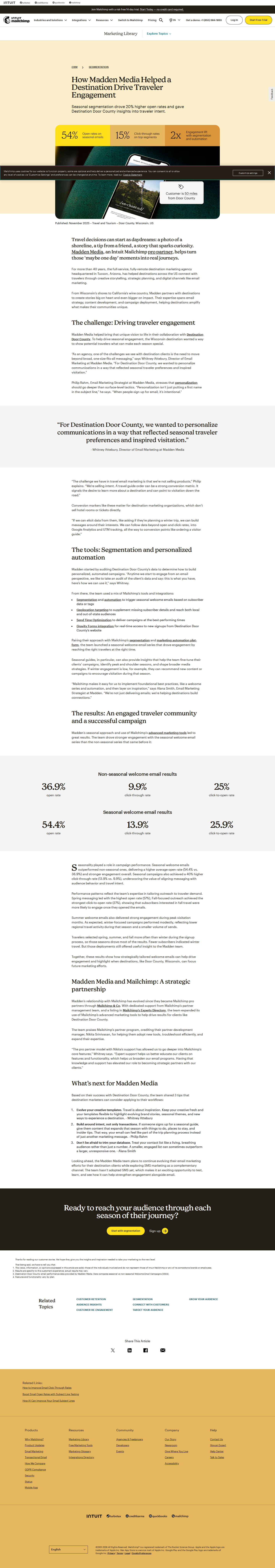 Screenshot of Mailchimp x Madden Media, Seasonal segmentation lifts open rates 47%