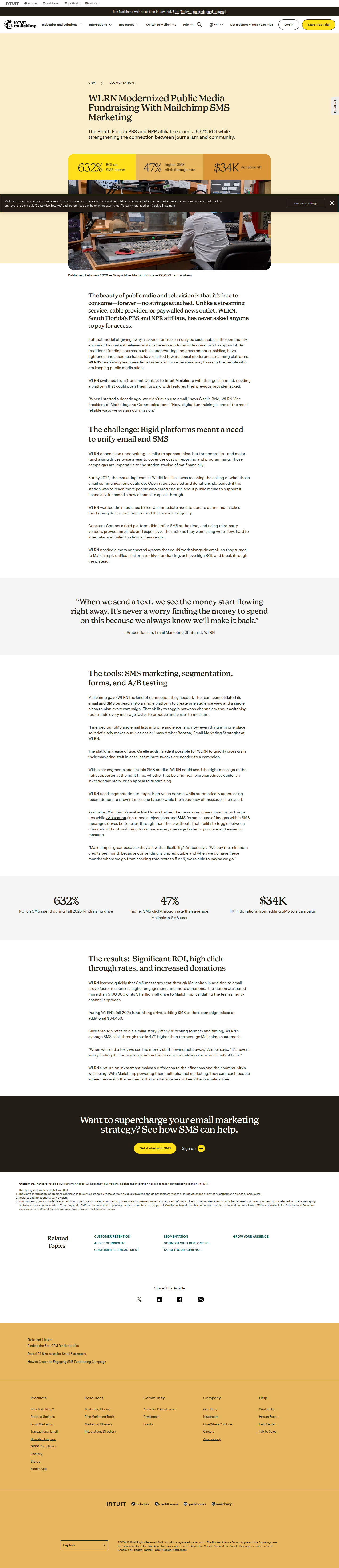 Screenshot of Mailchimp x WLRN, Breaking Through the Fundraising Plateau with SMS