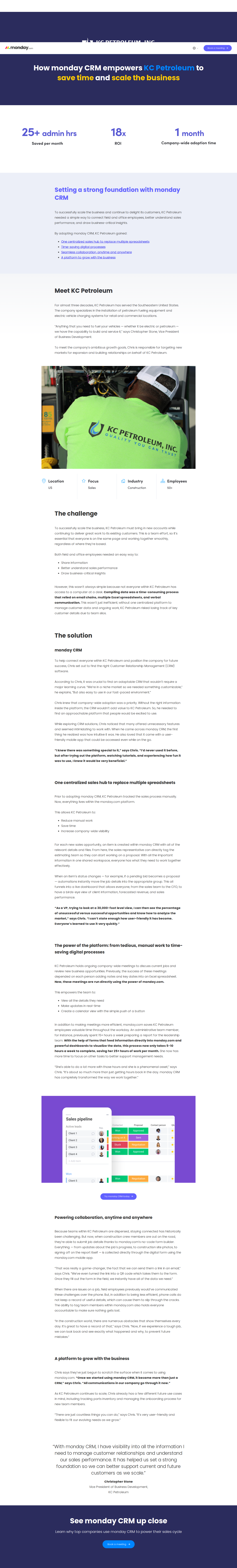 Full screenshot of monday.com x KC Petroleum, field-to-office chaos replaced by one hub