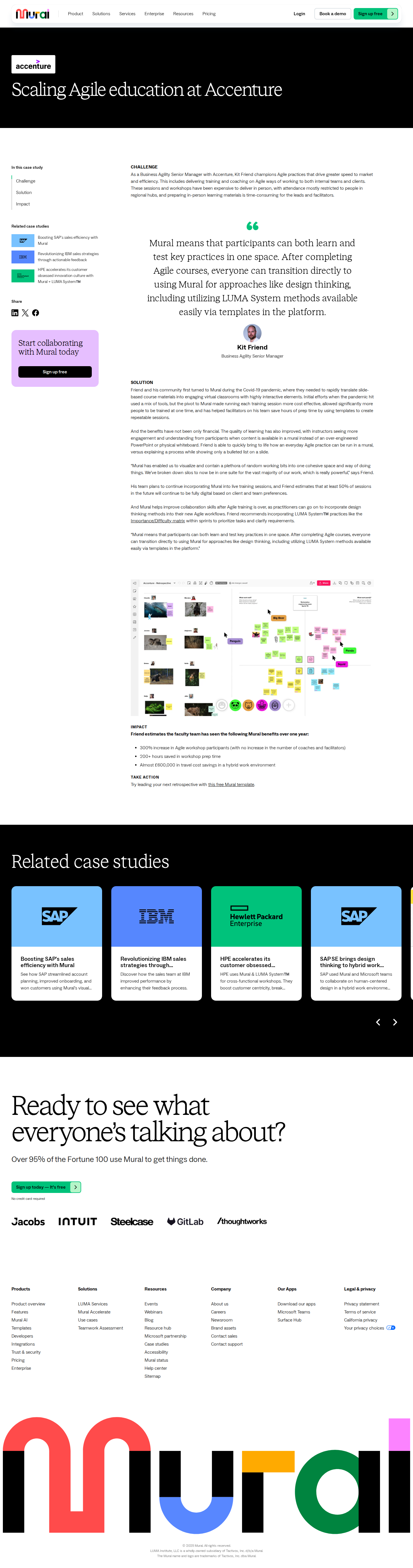 Screenshot of Mural x Accenture, 3x workshop participants at no extra headcount