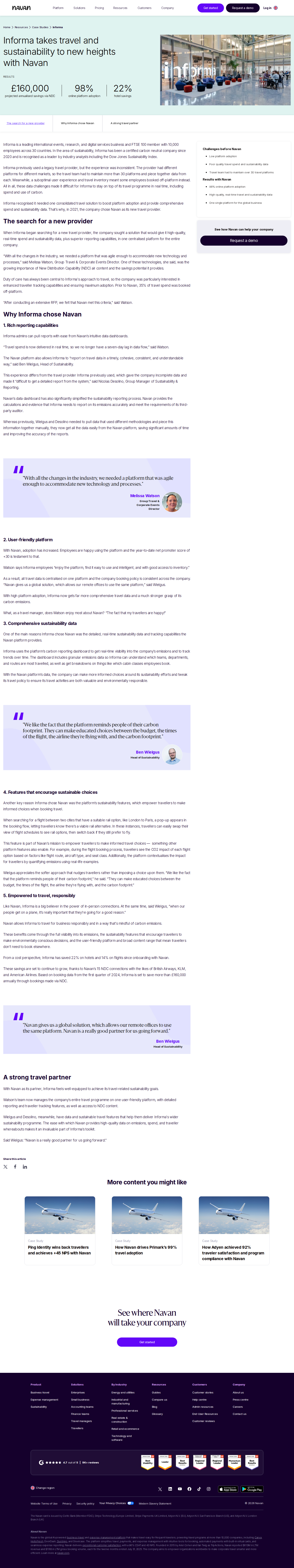 Screenshot of Navan x Informa, from 30 platforms to one with real savings