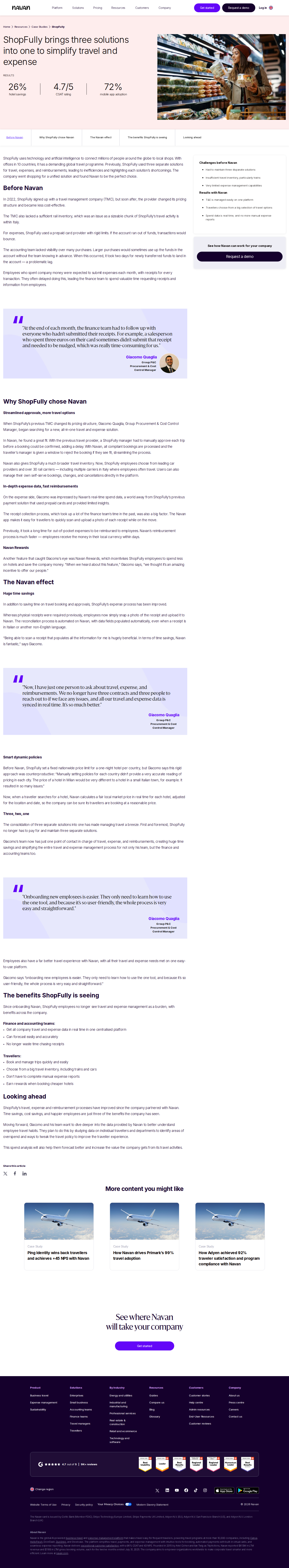 Screenshot of Navan x ShopFully, three solutions collapsed into one