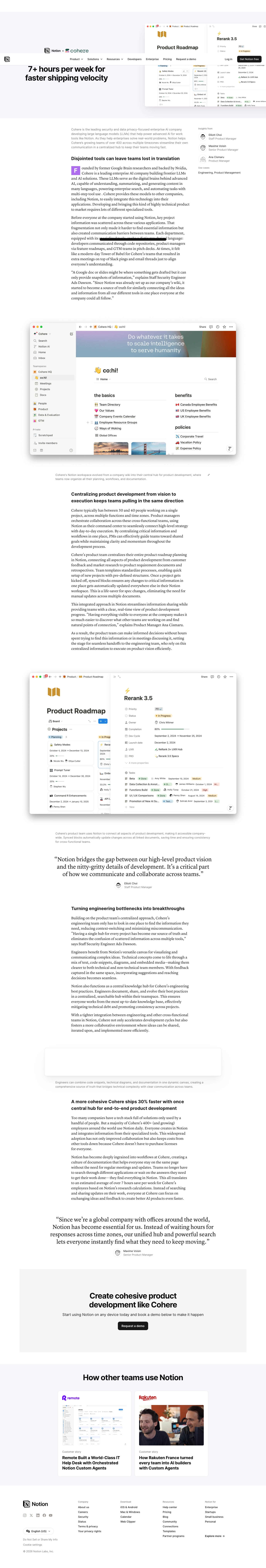 Screenshot of Notion × Cohere — 7+ hours back every week