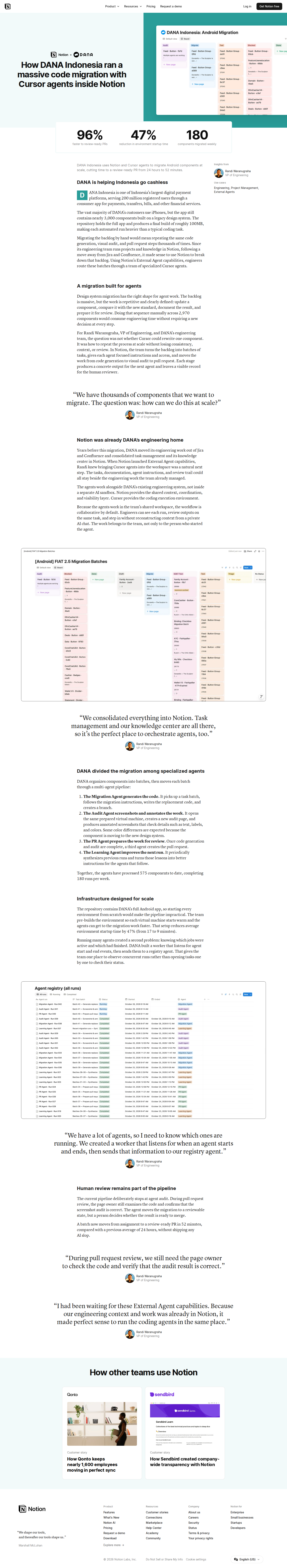 Screenshot of Notion x DANA Indonesia, migrating 2,970 Android components with a multi-agent pipeline