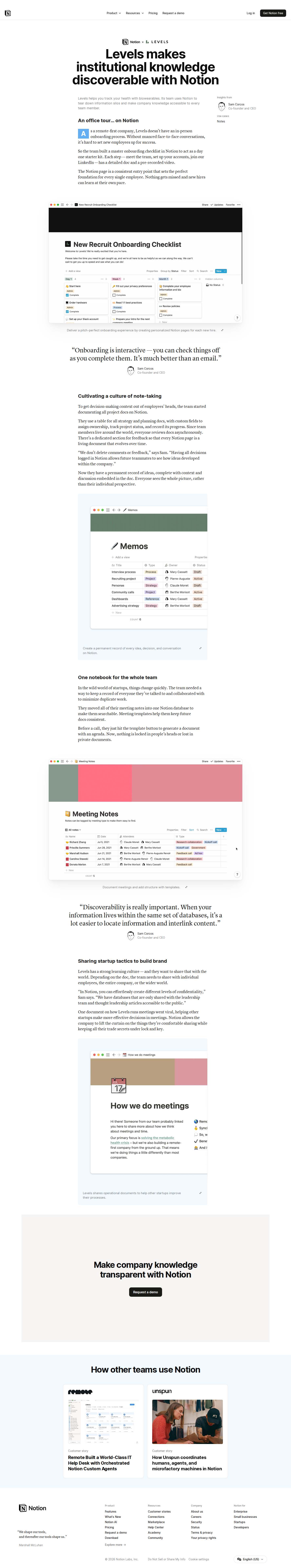 Screenshot of Notion x Levels: Tearing down information silos at a remote-first startup