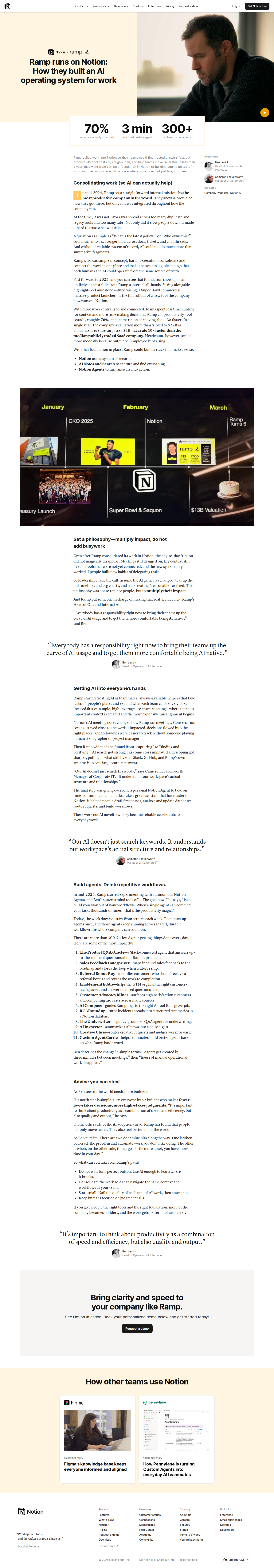 Screenshot of Notion x Ramp: From tool sprawl to AI operating system