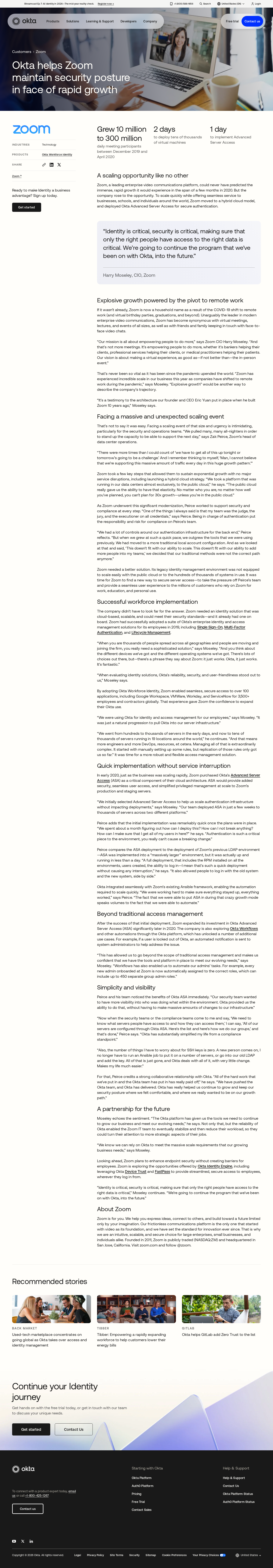 Full screenshot of Okta x Zoom: Securing 30x growth without breaking anything