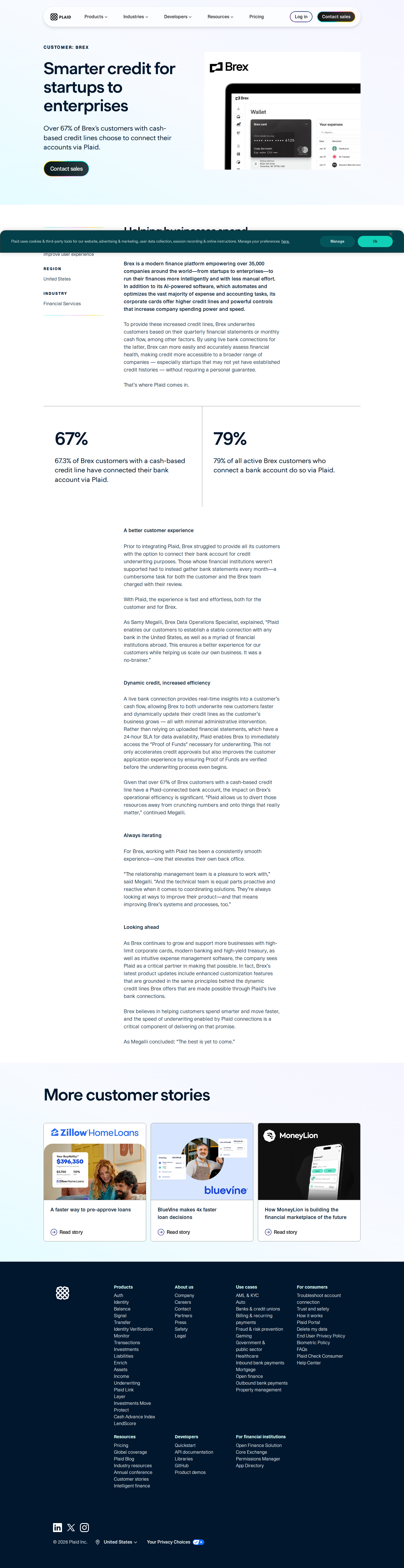 Screenshot of Plaid x Brex, from manual statements to real-time credit underwriting