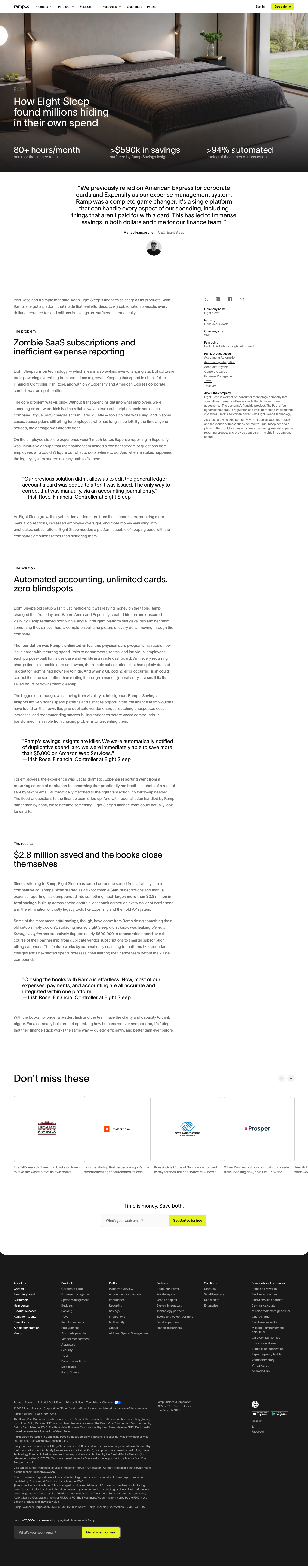 Screenshot of Ramp x Eight Sleep, $2.8M found hiding in plain sight