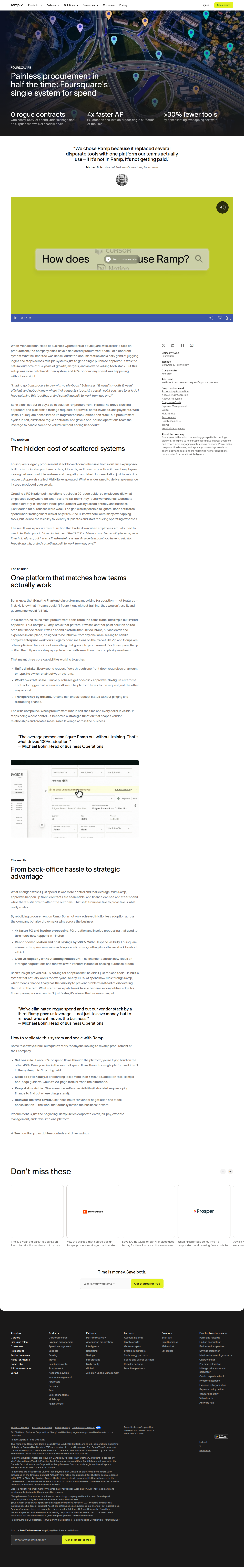 Full screenshot of Ramp x Foursquare, one platform kills the Frankenstein procurement stack