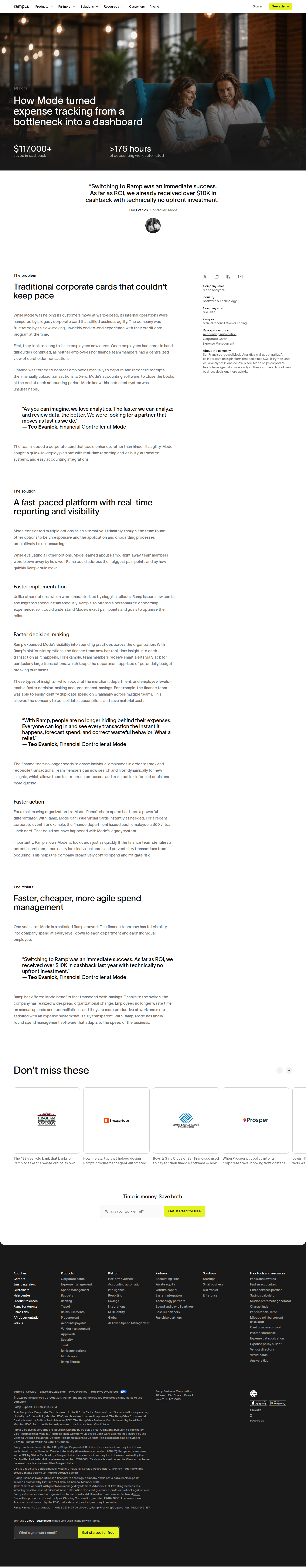 Full screenshot of Ramp x Mode Analytics, turning expense chaos into automated accounting