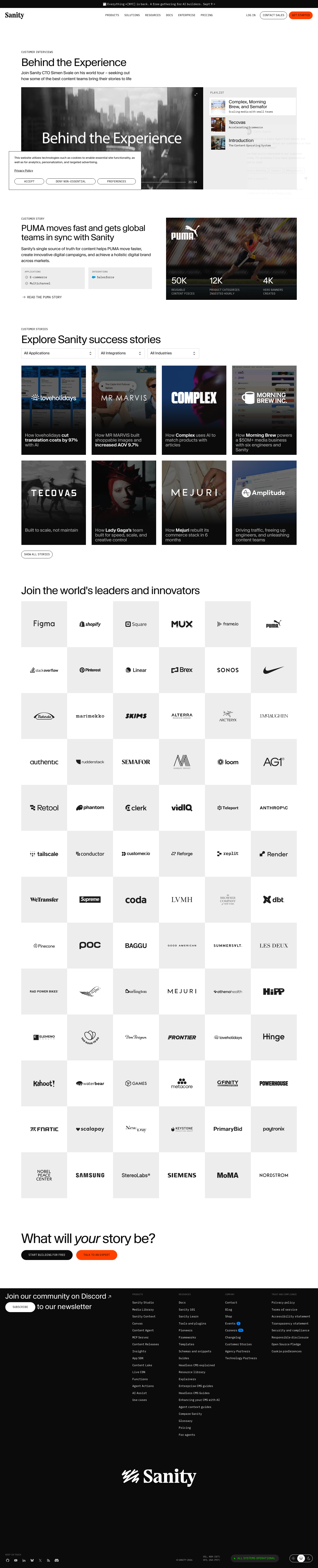 Screenshot of Sanity × AT&T — structured content across 100+ brands