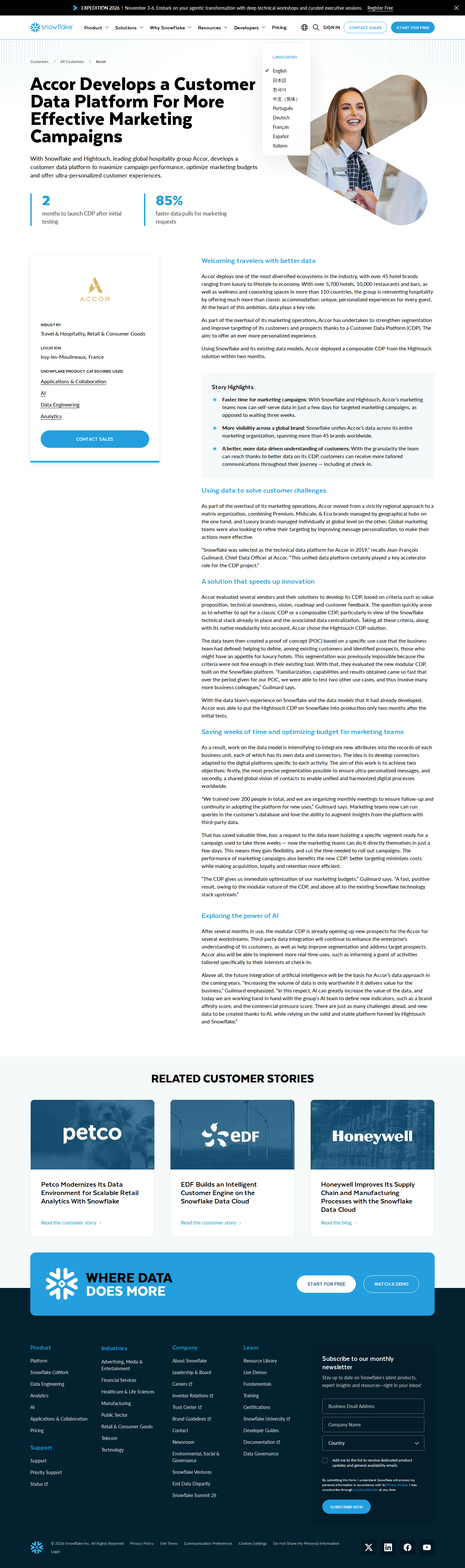 Screenshot of Snowflake x Accor, Building a CDP that made impossible segmentation possible