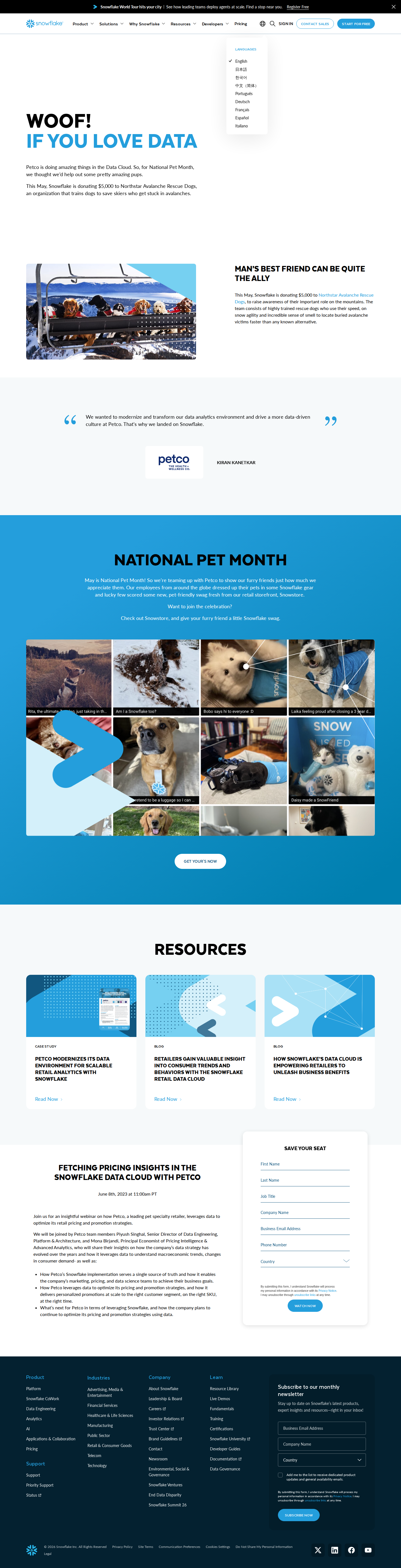Screenshot of Snowflake x Petco, modernizing retail analytics for a data-driven culture