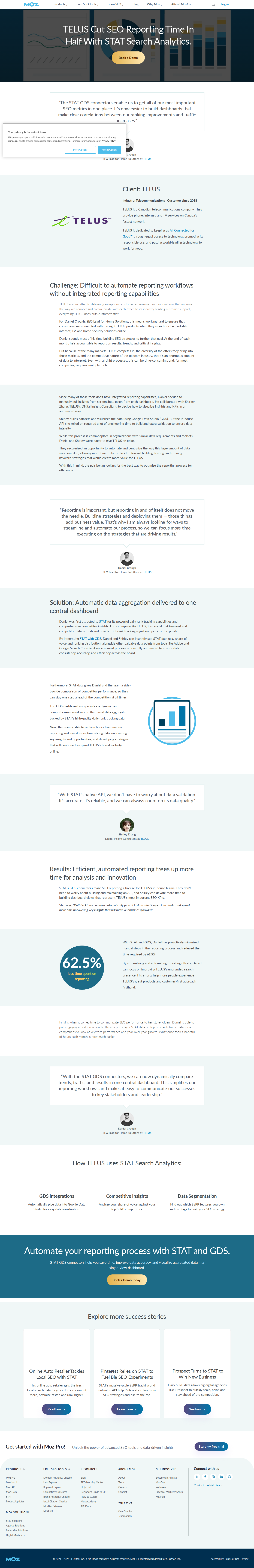 Screenshot of STAT x TELUS, cutting SEO reporting time in half