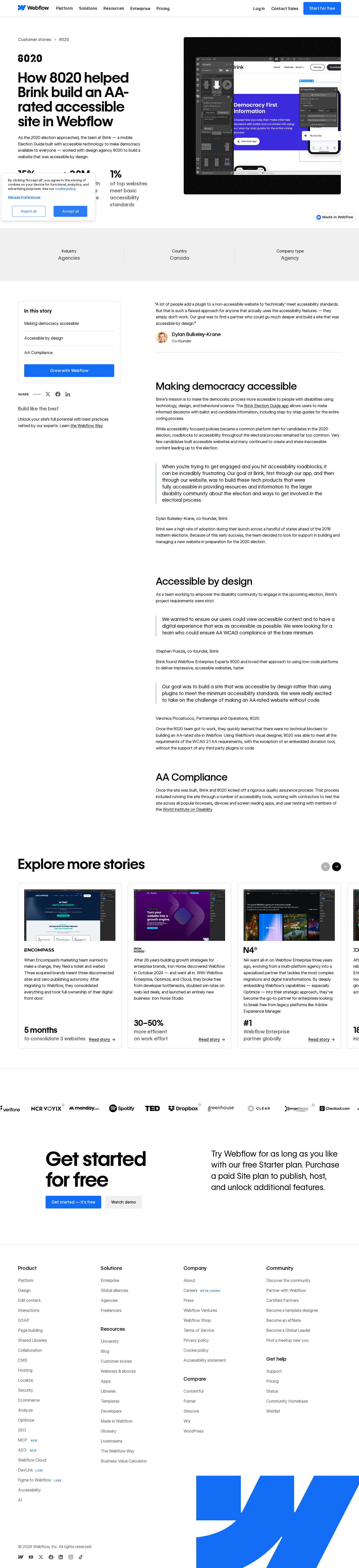 Screenshot of Webflow x 8020/Brink, AA accessibility without a single plugin